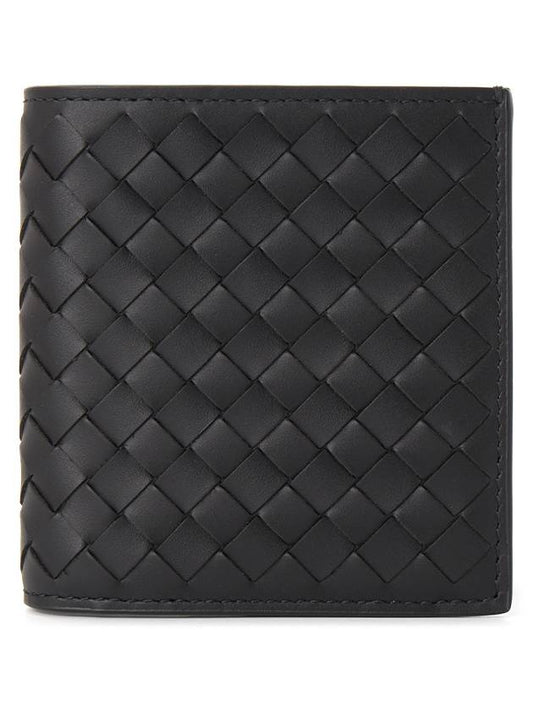 Luxury Bottega Veneta Men's Intrecciato Half Wallet Black
