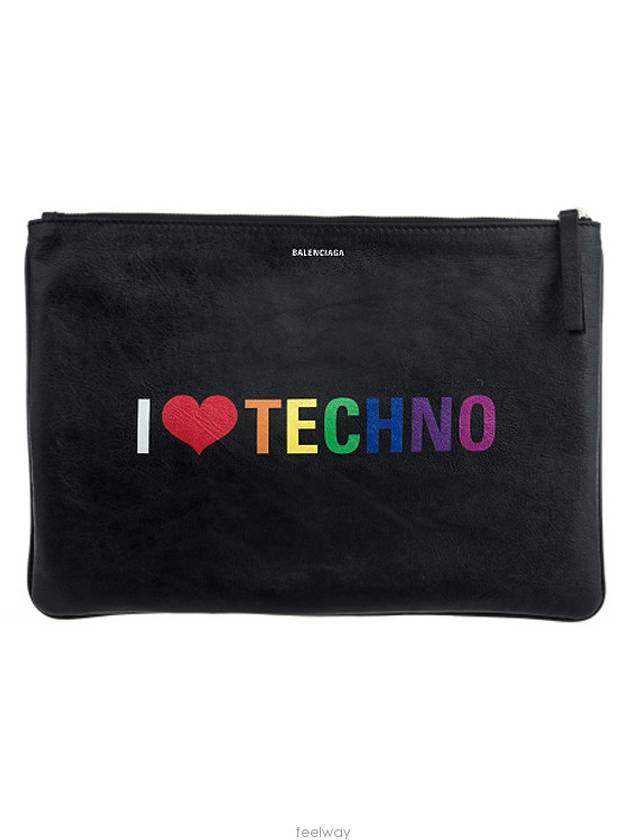 Luxury Balenciaga I Love Techno Clutch Bag Black
