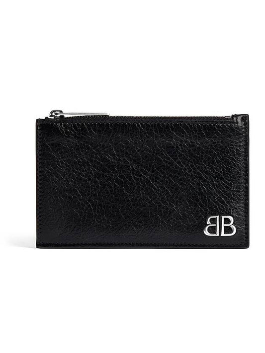 Luxury Balenciaga Monaco Long Coin Card Wallet Black
