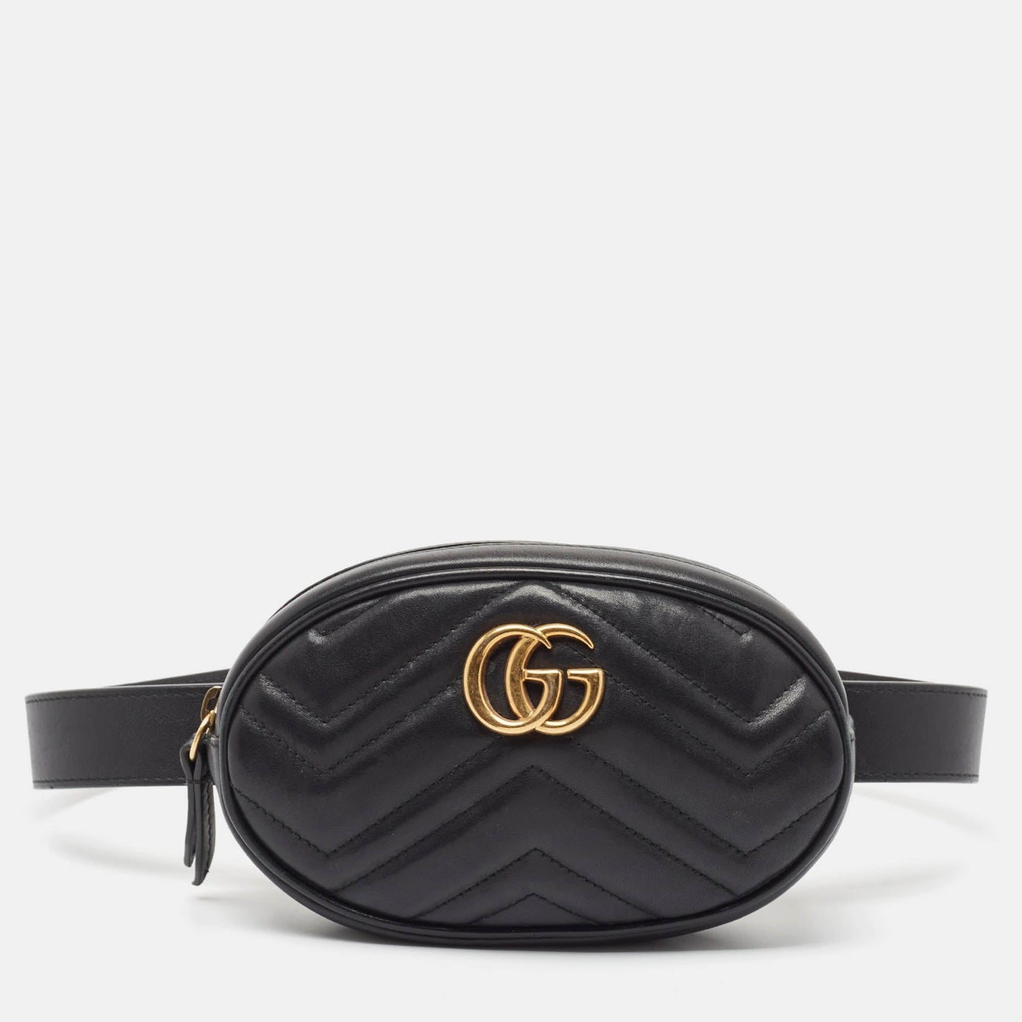 Luxury Gucci Trending 2025 Black Matelass&eacute; Leather Gg Marmont Belt Bag