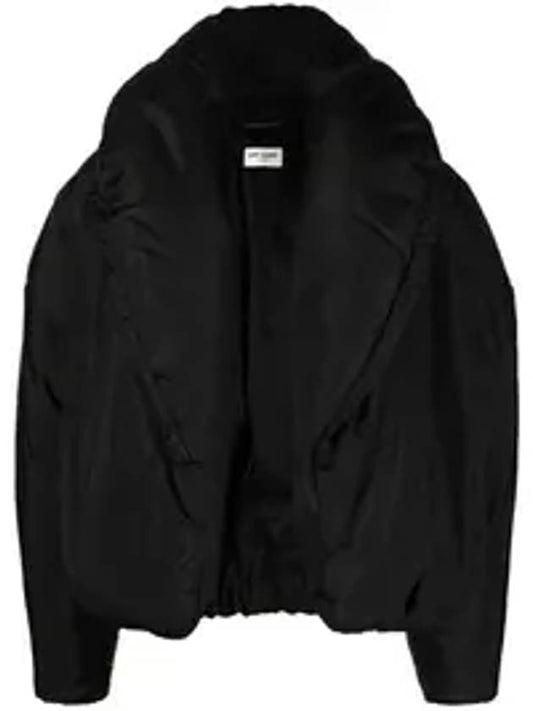 Luxury Saint Laurent Cropped Puffer Silk Taffeta Jacket Black