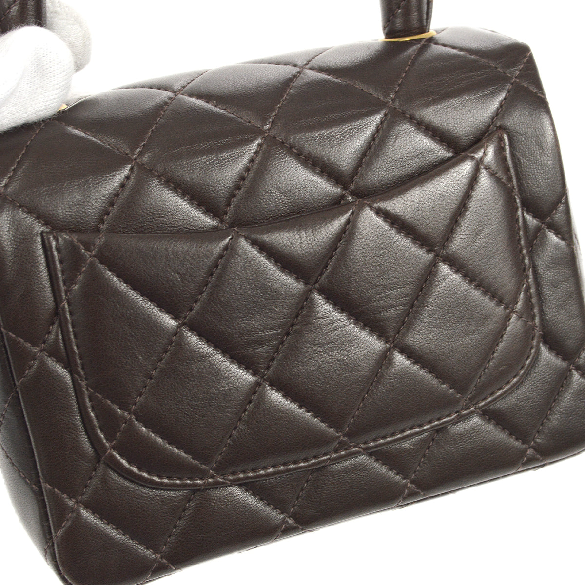 Luxury Chanel 1994 Classic Flap Handbag Micro Brown Lambskin