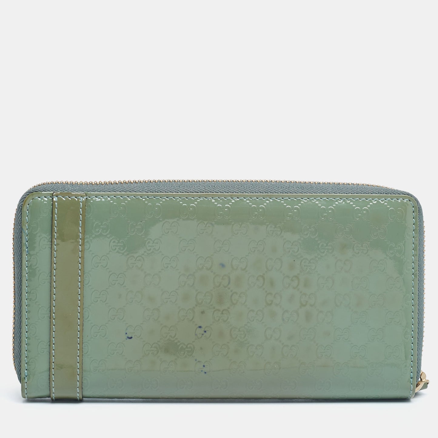 Luxury Gucci Trending 2025 Green MicroLuxury Gucci Trending 2025ssima Patent Leather Zip Around Wallet..