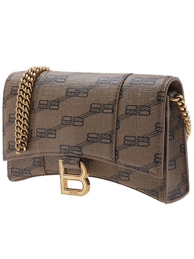 Luxury Balenciaga Hourglass BB Monogram Chain Long Wallet Brown