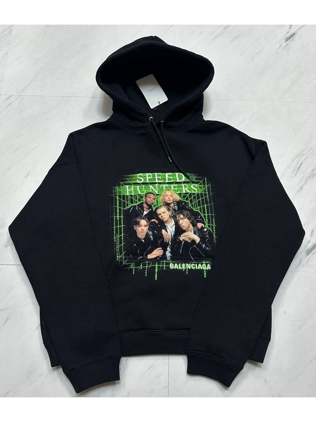 Luxury Balenciaga Cotton Speedhunter Print Hoodie