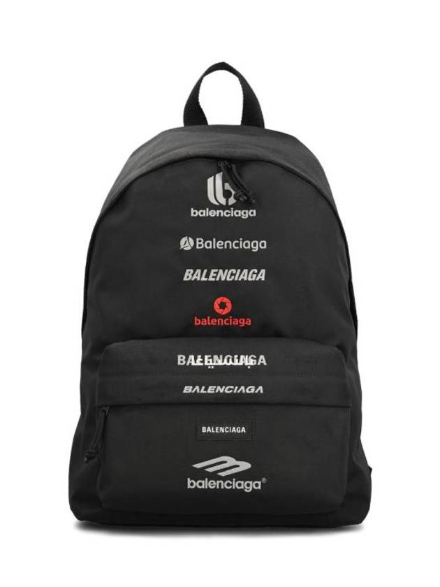 Luxury Balenciaga Explorer Embroidered Logo Backpack Black