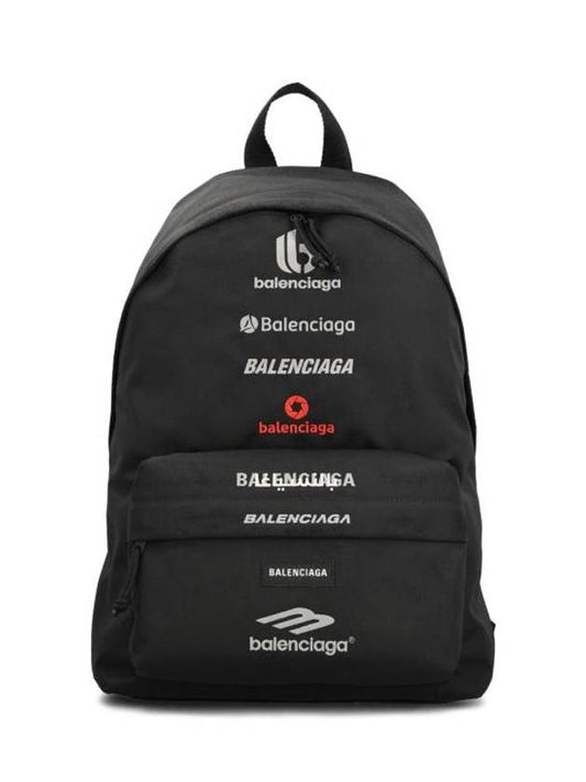 Luxury Balenciaga Explorer Embroidered Logo Backpack Black