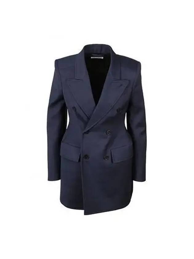 Luxury Balenciaga Hourglass Double Breasted Blazer Jacket Navy