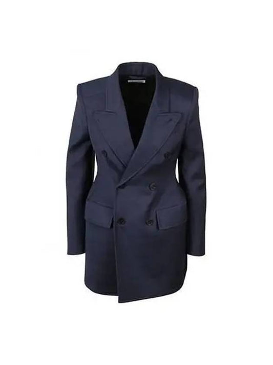 Luxury Balenciaga Hourglass Double Breasted Blazer Jacket Navy