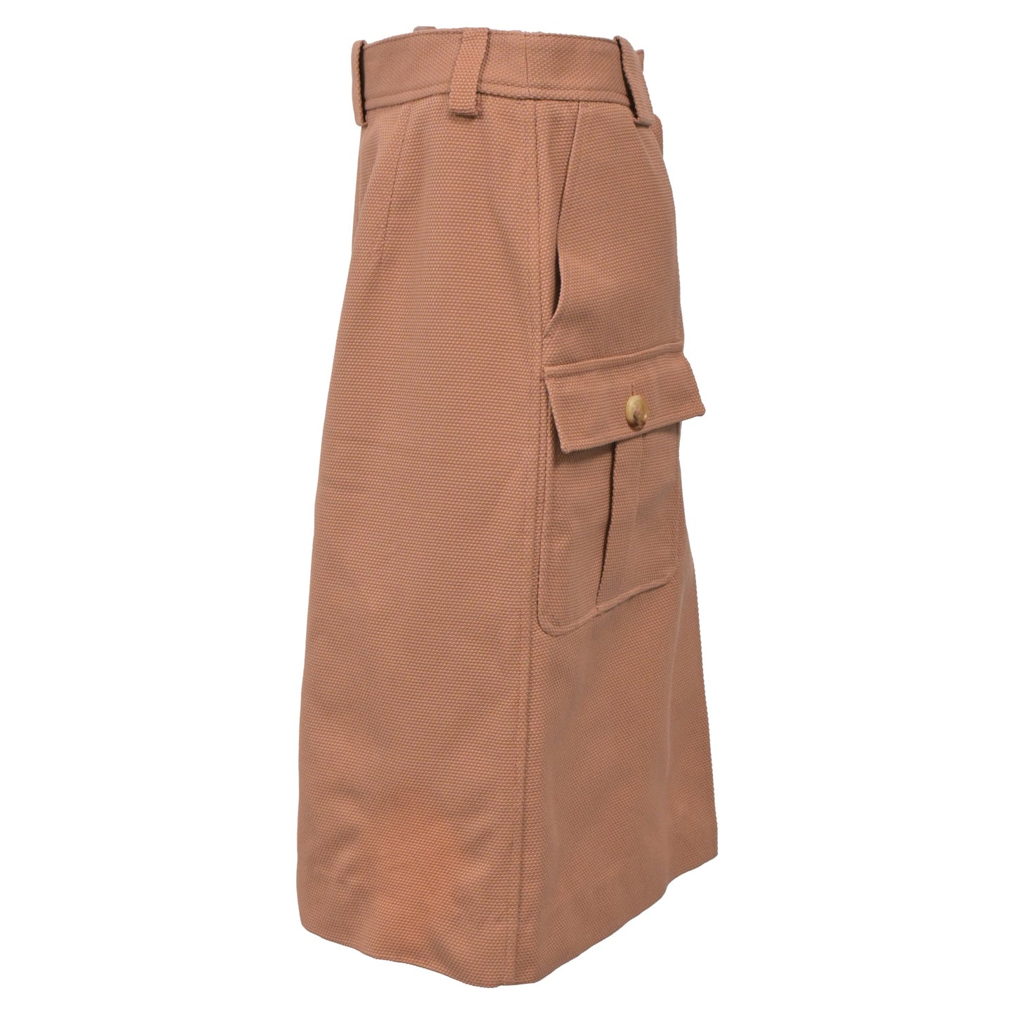 Luxury Bottega Veneta Pique A-line Midi Skirt in Beige Cotton