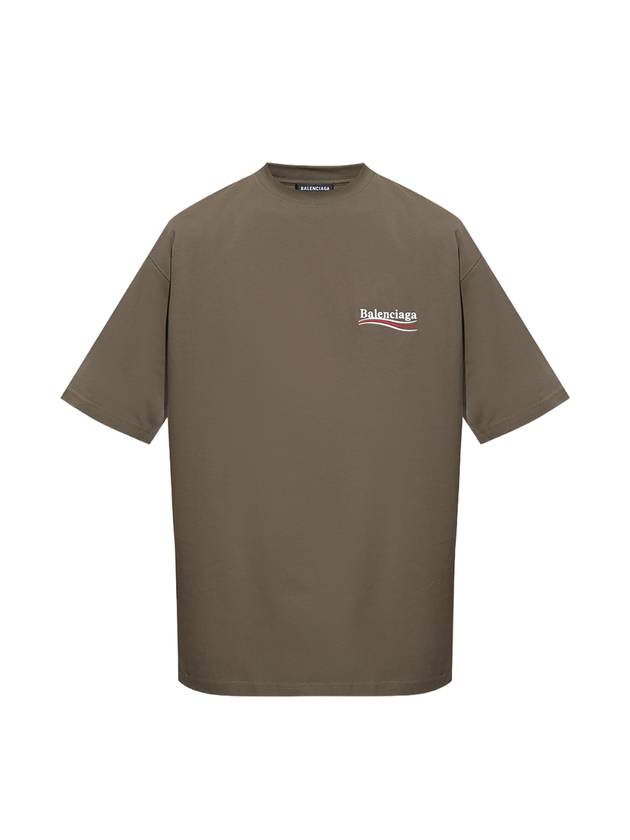 Luxury Balenciaga Political Campaign Large Fit Short Sleeve Khaki