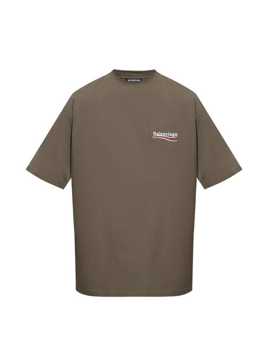 Luxury Balenciaga Political Campaign Large Fit Short Sleeve Khaki