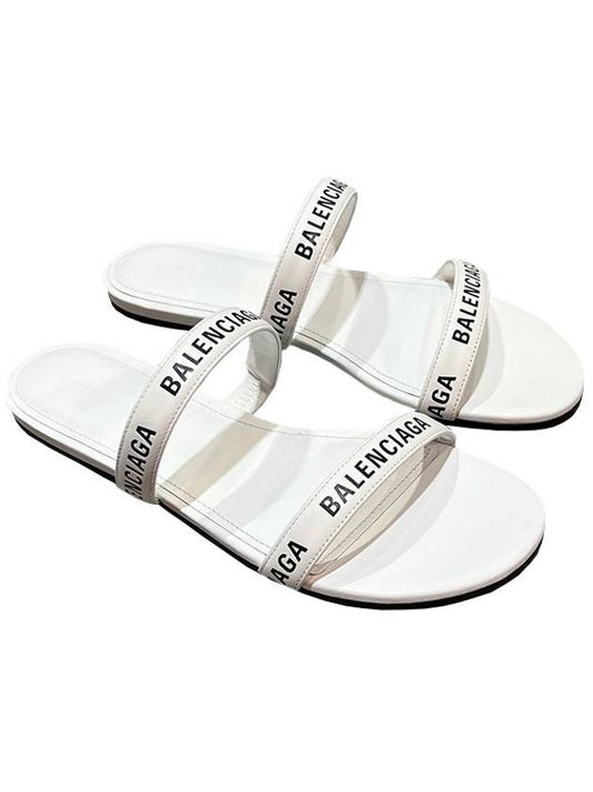 Luxury Balenciaga Logo Round Slippers White