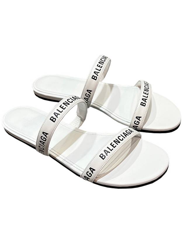 Luxury Balenciaga Logo Round Slippers White