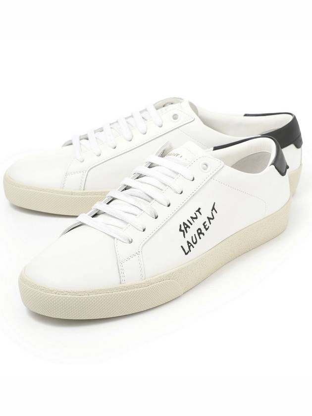 Luxury Saint Laurent Court Classic Black Tab Low Top Sneakers White
