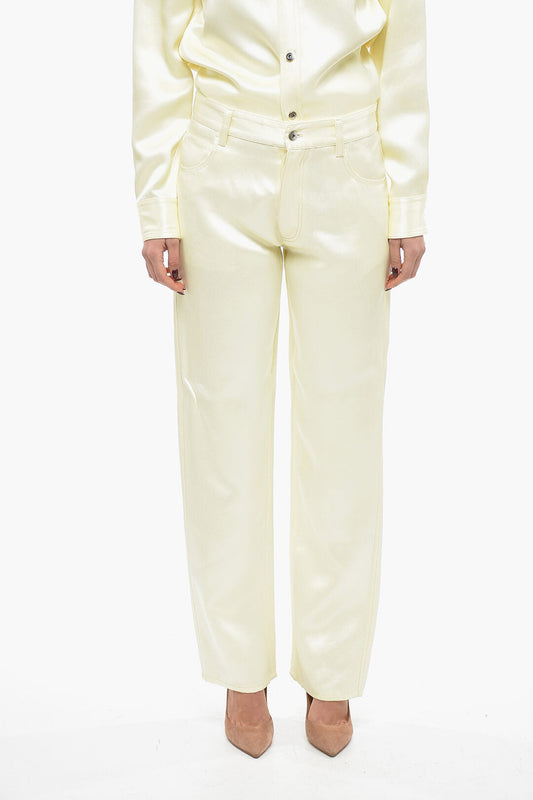 Luxury Bottega Veneta Viscose and Silk Blend Pants with Loose Fit