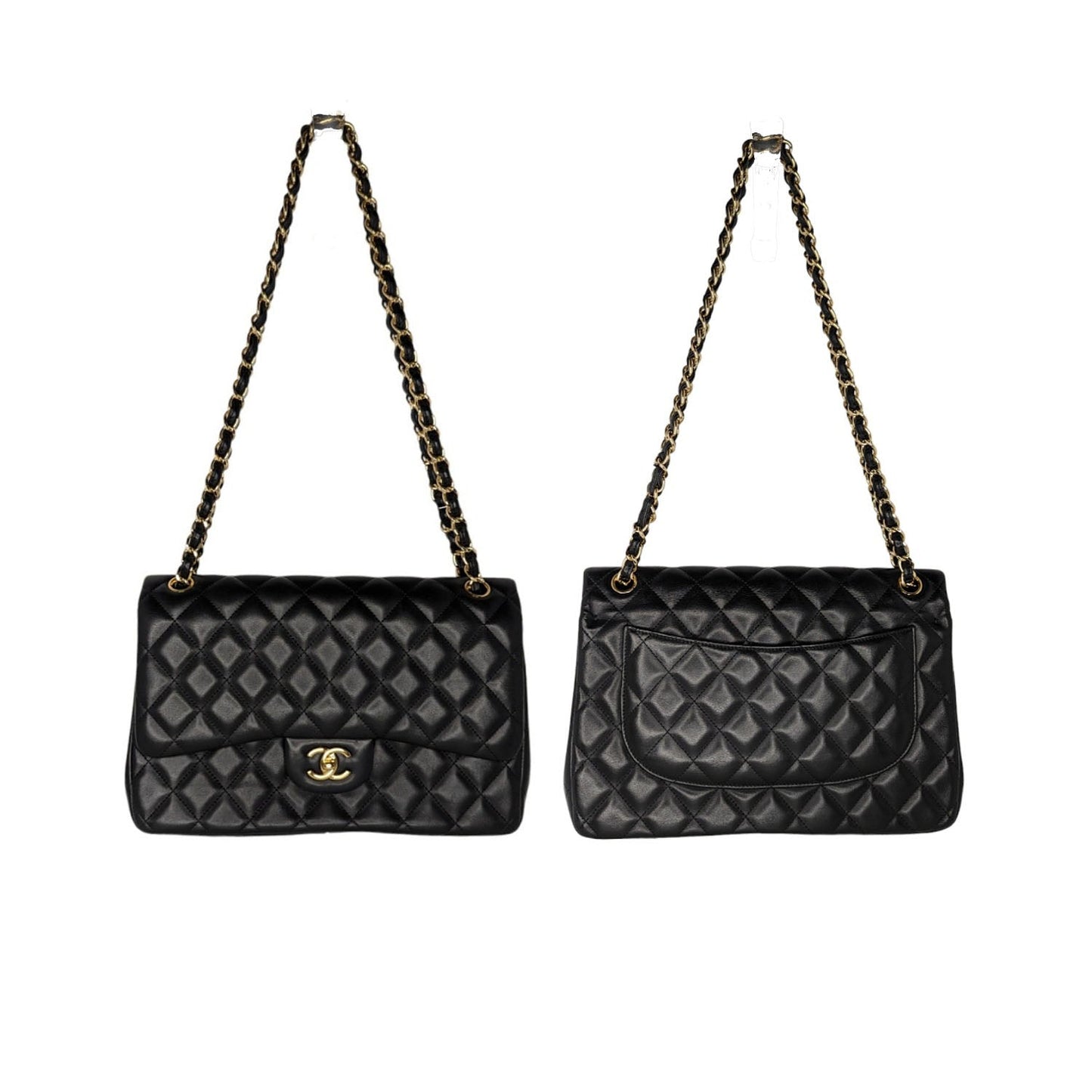 Luxury Chanel Classic Quilted Lambskin Double Jumbo Flap