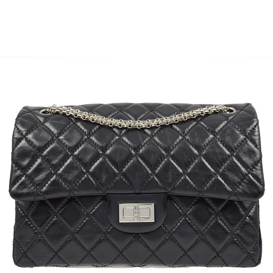 Chanel * 2008-2009 Black Calfskin Jumbo 2.55 Double Flap Bag