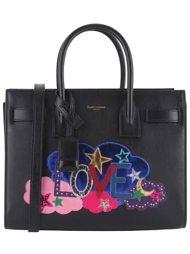 Luxury Saint Laurent Sac De Jour Love Baby Patchwork Tote Bag Black