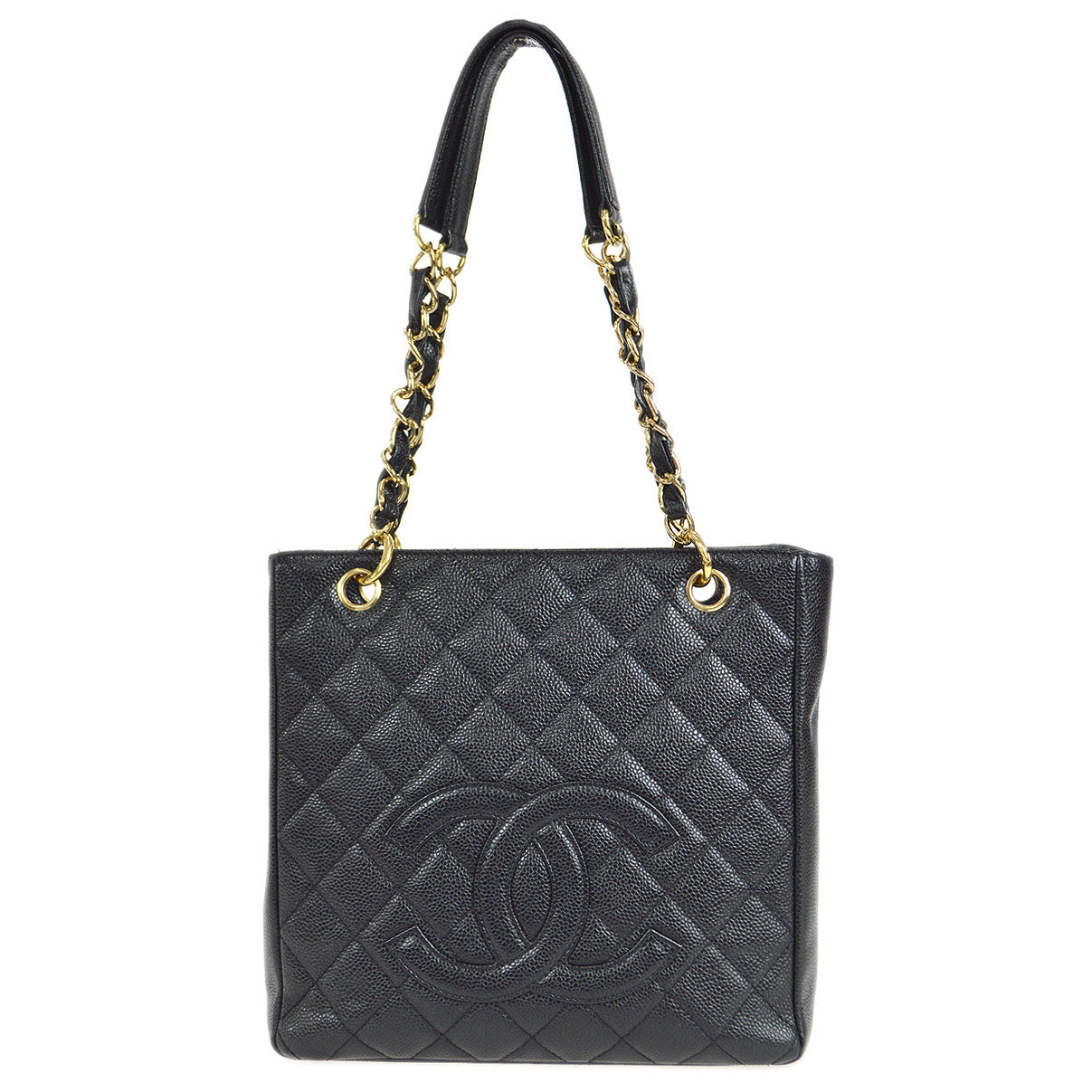Luxury Chanel 2001-2003 Petite Shopping Tote PST Black Caviar
