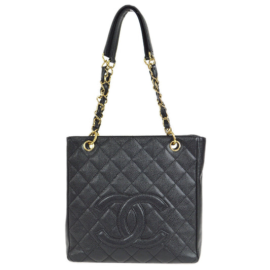 Luxury Chanel 2001-2003 Petite Shopping Tote PST Black Caviar