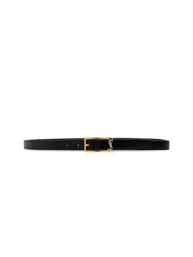 Luxury Saint Laurent Logo Leather Belt Black