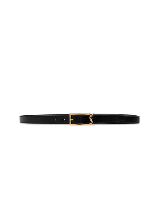 Luxury Saint Laurent Logo Leather Belt Black