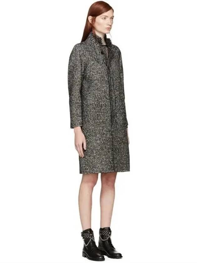 Luxury Saint Laurent Houndstooth Wool Single Coat Grey