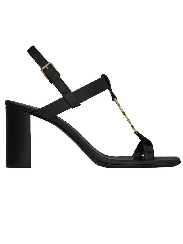 Luxury Saint Laurent Cassandra Sandal Heels Black