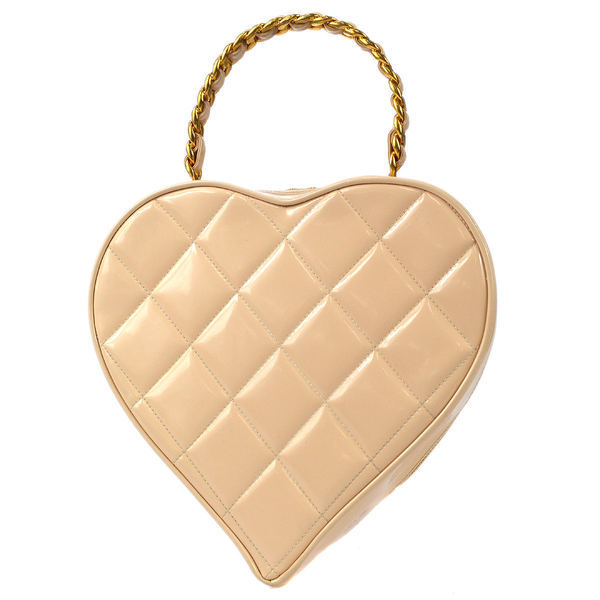 Luxury Chanel * 1994 Heart Vanity Handbag Beige