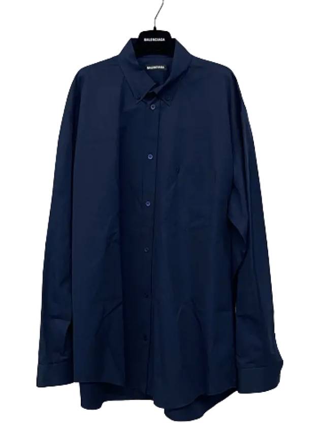 Luxury Balenciaga Back Logo Long Sleeve Shirt Navy
