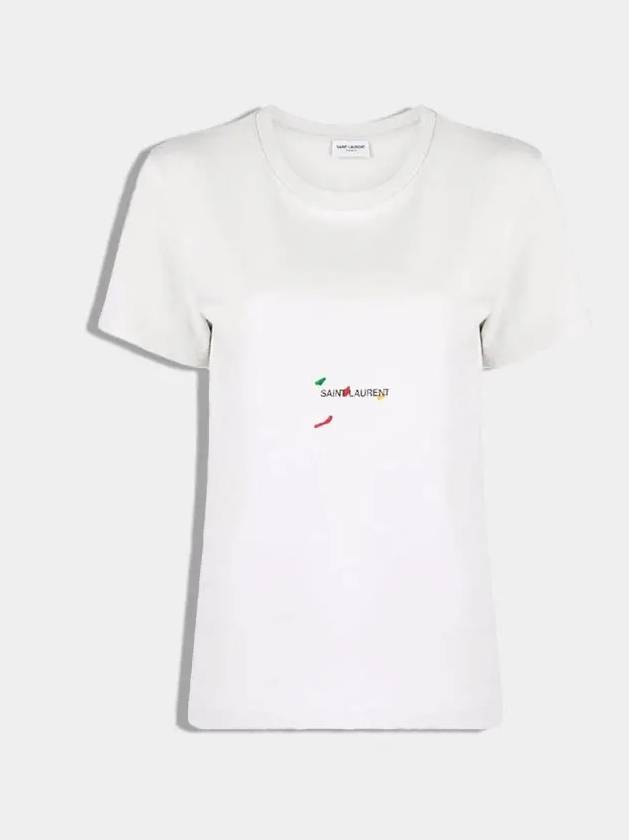 Luxury Saint Laurent Color Print Short Sleeve T-Shirt Grey