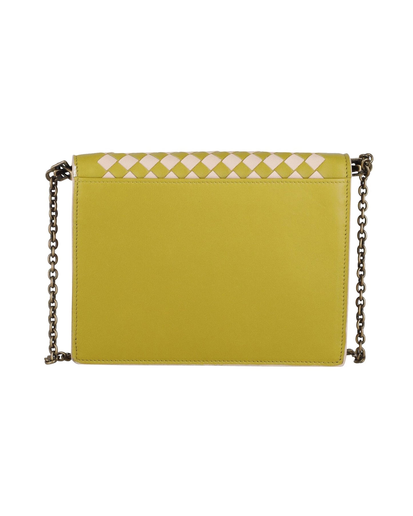 Luxury Bottega Veneta Intrecciato Small Chain Wallet Bag in Green Leather