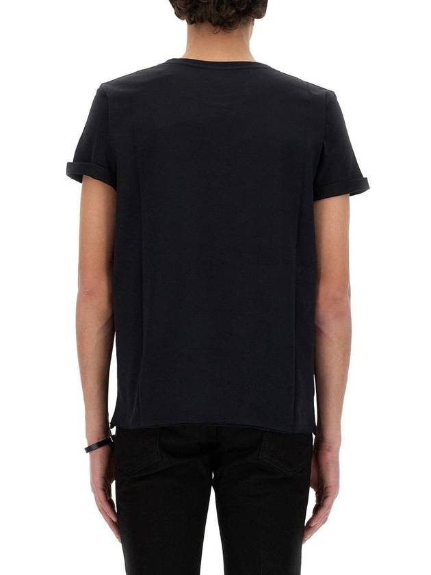 Luxury Saint Laurent Men's Small Logo Short Sleeve T-Shirt Black