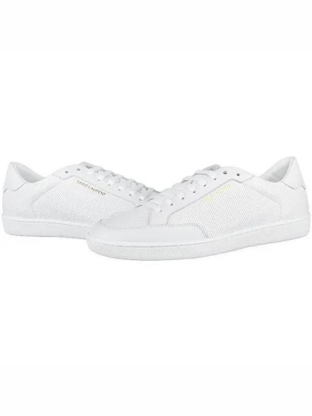 Luxury Saint Laurent Court Classic Perforated Leather Low Top Sneakers White