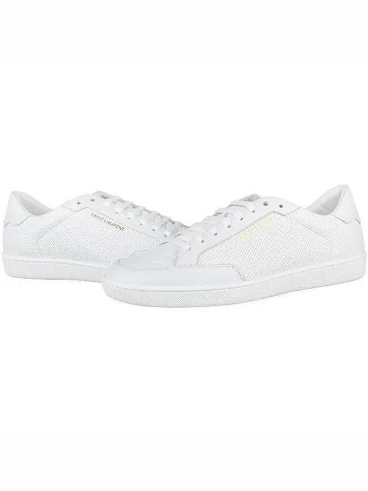 Luxury Saint Laurent Court Classic Perforated Leather Low Top Sneakers White