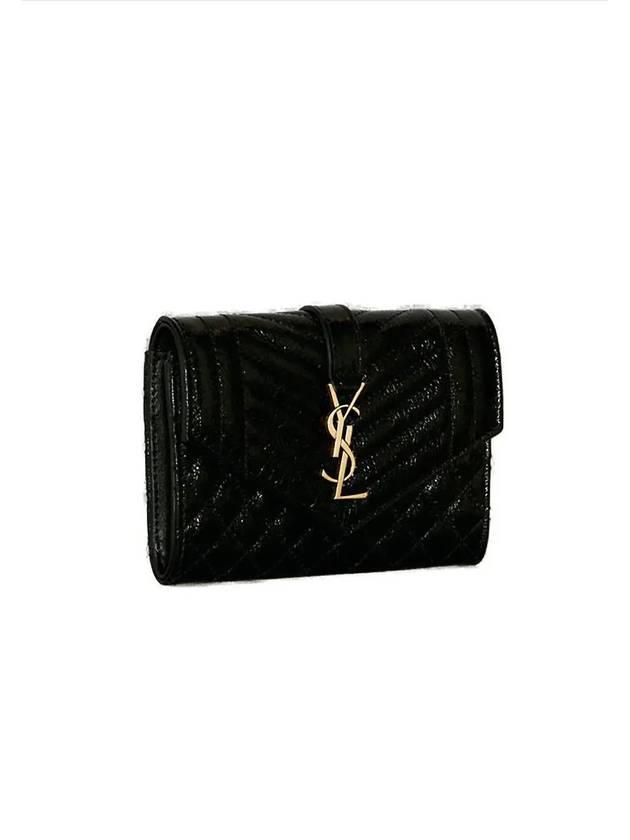 Luxury Saint Laurent Matelasse Envelope Small Half Wallet Black