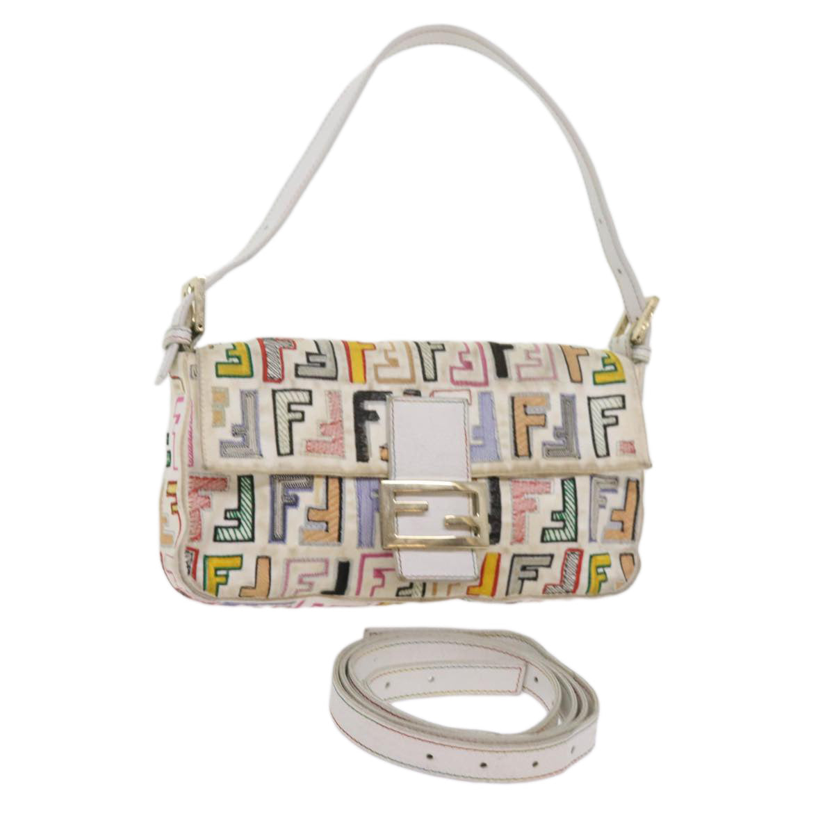 Luxury FendiZucca Canvas Mamma Baguette Shoulder Bag Multicolorai670