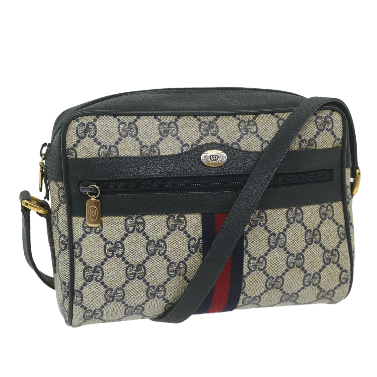 GUCCI GG Supreme Sherry Line Shoulder Bag Red Navy 98 02 004  ai695