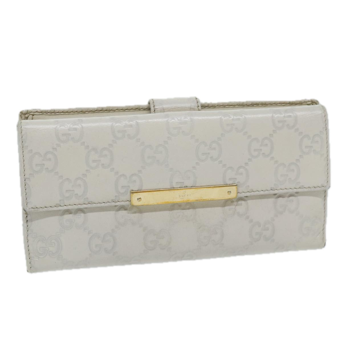 GUCCI GG Canvas Guccissima Long Wallet White 112715  ai704