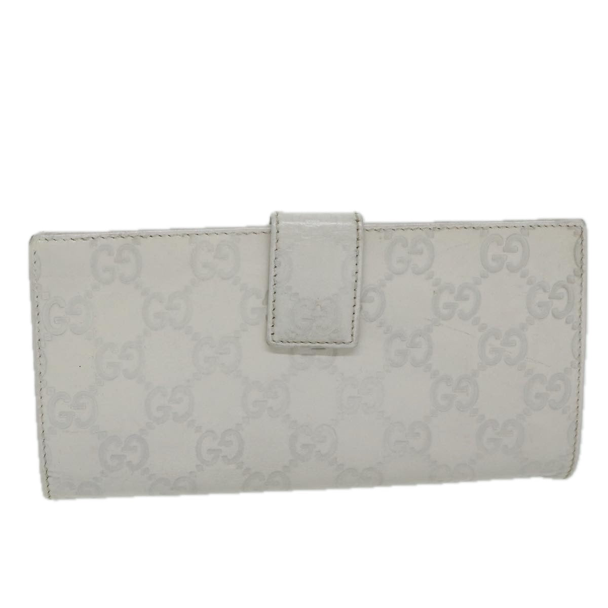 GUCCI GG Canvas Guccissima Long Wallet White 112715  ai704