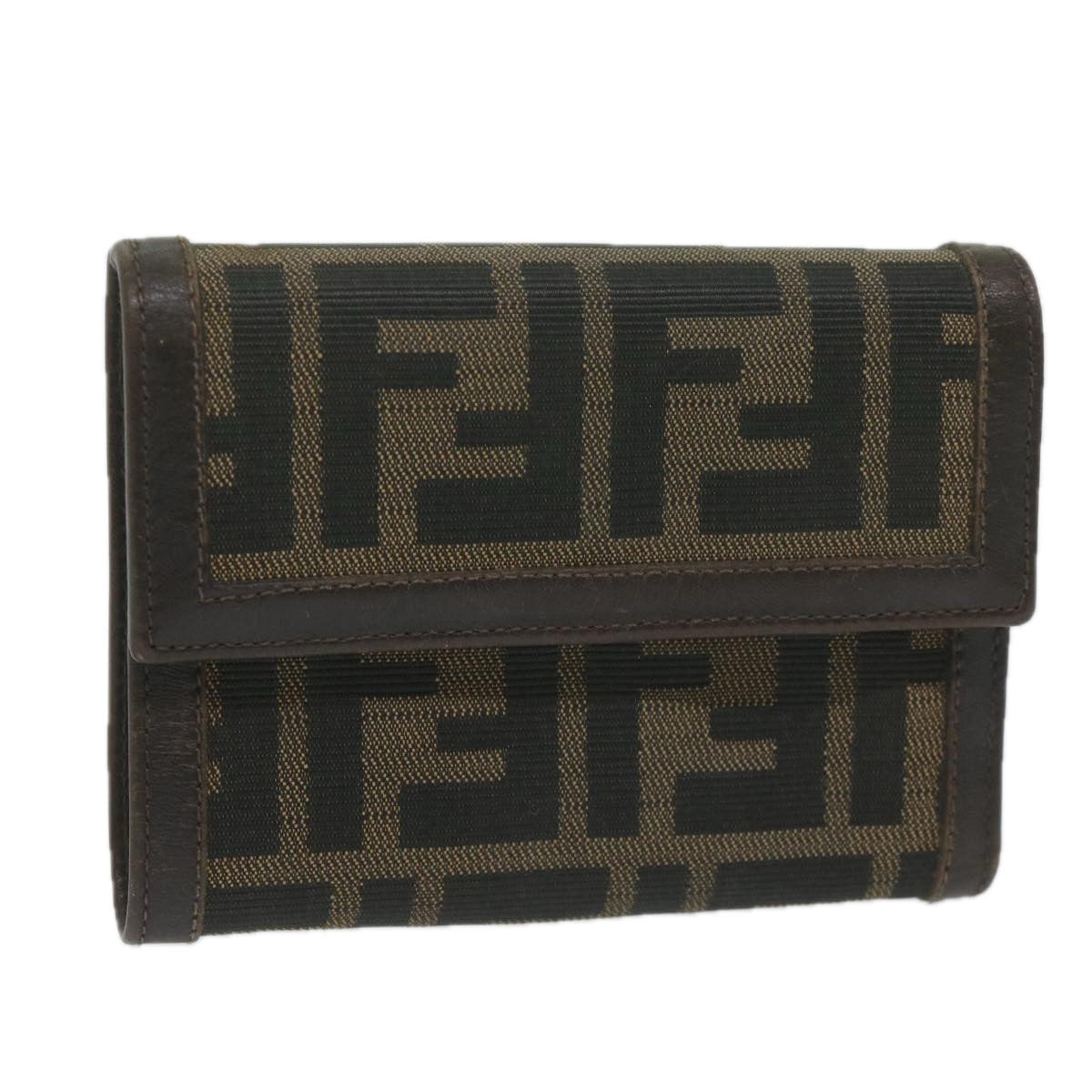Luxury FendiZucca Canvas Wallet Black Brownai711