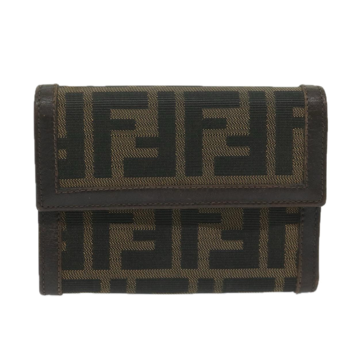 Luxury FendiZucca Canvas Wallet Black Brownai711