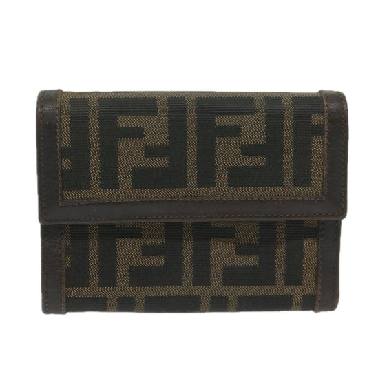 Luxury FendiZucca Canvas Wallet Black Brownai711