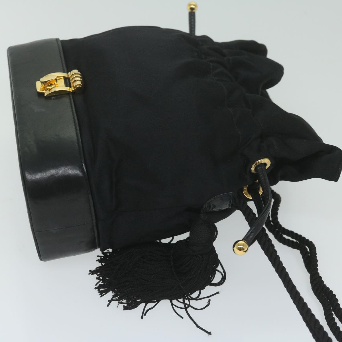 GUCCI Purse Shoulder Bag Satin Black  ai721