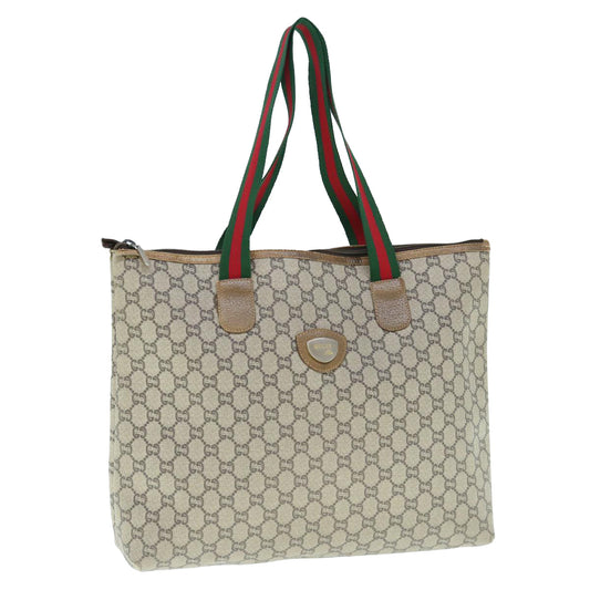 GUCCI GG Plus Supreme Web Sherry Line Tote Bag Beige Red Green  ai748