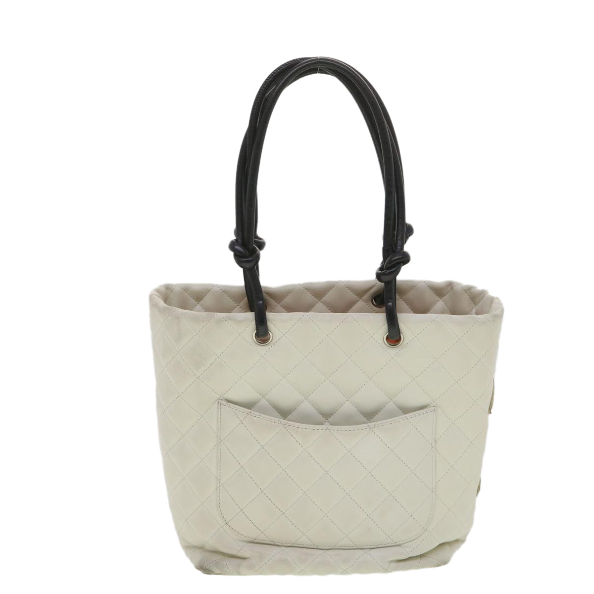 Luxury Chanel Cambon Line Tote Bag Lamb Skin White CC  am3907