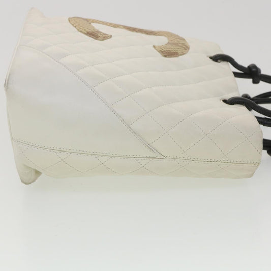Luxury Chanel Cambon Line Tote Bag Lamb Skin White CC  am3907