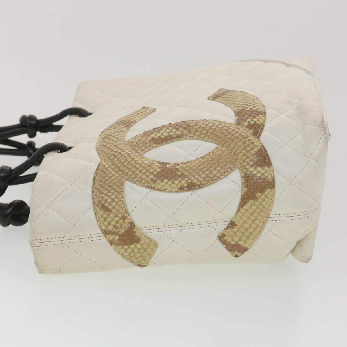 Luxury Chanel Cambon Line Tote Bag Lamb Skin White CC  am3907
