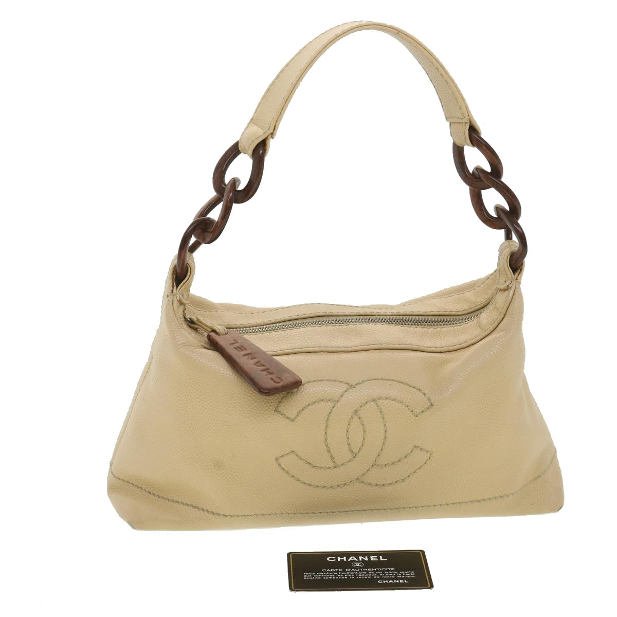 Luxury Chanel Shoulder Bag Caviar Skin Beige CC  am3924
